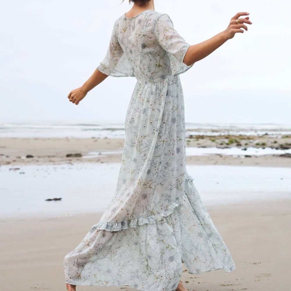 Lovestitch Prairie Love Maxi Dress - White/Marigold / L